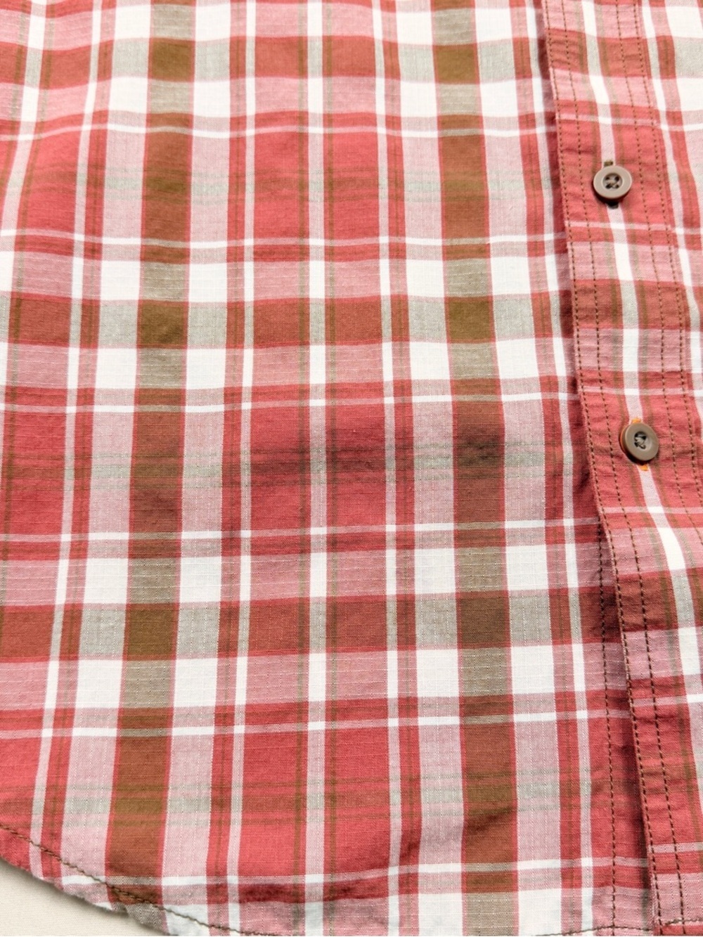Timberland PRO Men's Red and Brown Plaid Short-Sleeve Button-Up Shirt - Picture 4 of 10